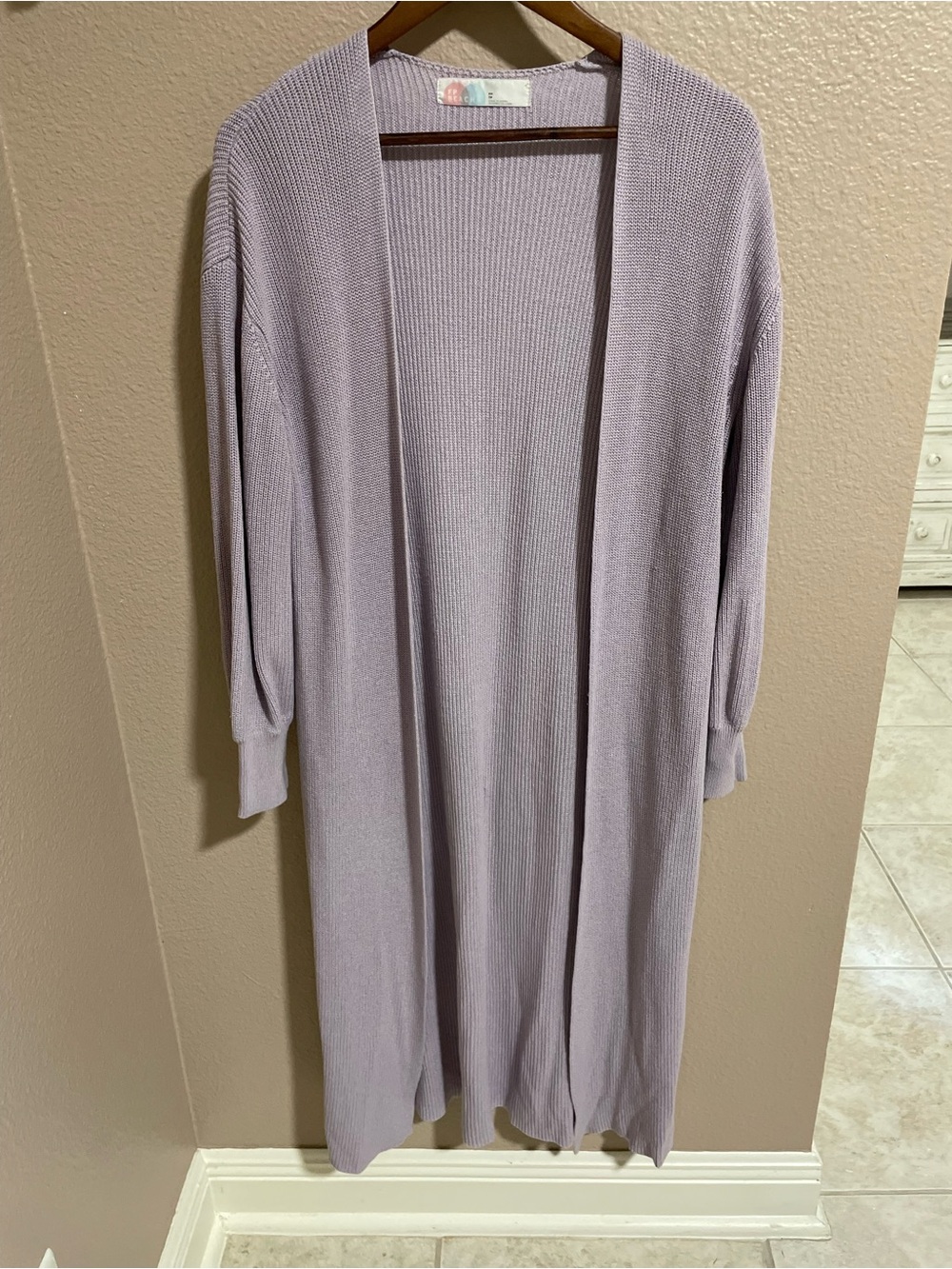 FP free people Beach Lilac Open-Front Long Knit Cardigan Sweater